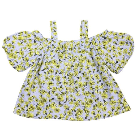 Zara Other - ZARA Girls Daisy Floral Blouse Top Size 11-12 Off The Shoulder Puff Sleeves